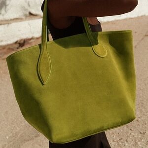 Liffer Sprout Herb Green Suede Tote Bag